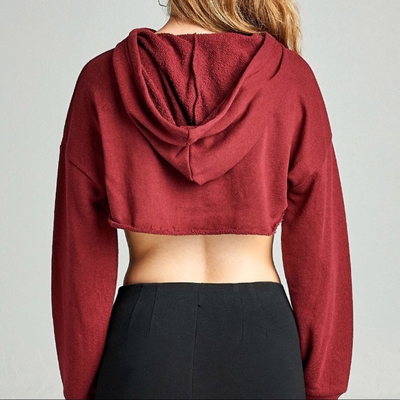 Tops | Cropped Hoodie Top Maroon | Poshmark